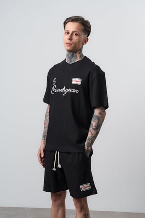 Erkek Countryman Nakışlı Regular Fit T-Shirt Siyah