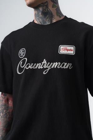 Erkek Countryman Nakışlı Regular Fit T-Shirt Siyah