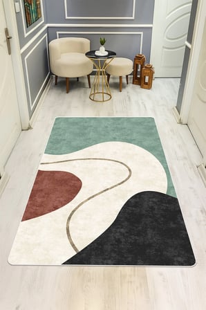 Modern Desenli Dijital Baskı Kaymaz Taban Halı H0923