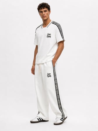 Erkek Originals Şerit Detaylı Regular Fit Eşofman Takımı Ekru