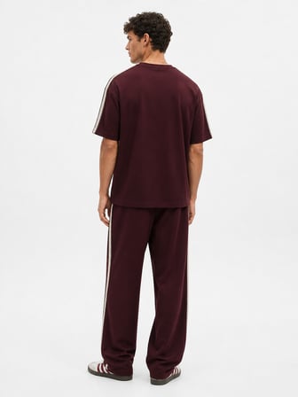 Erkek R Nakışlı Şerit Detaylı Regular Fit Eşofman Takımı Bordo