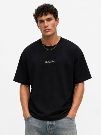 Erkek FFB Nakışlı Oversize T-Shirt Siyah