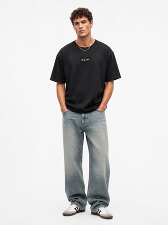 Erkek FFB Nakışlı Oversize T-Shirt Siyah
