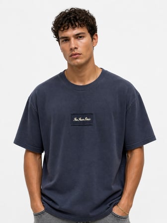 Erkek FFB Nakışlı Oversize T-Shirt Lacivert