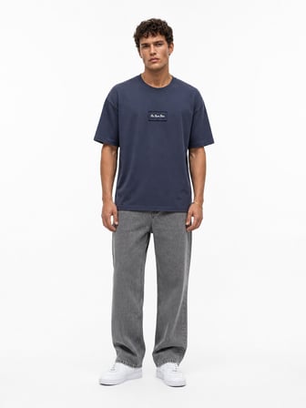 Erkek FFB Nakışlı Oversize T-Shirt Lacivert