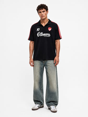 Erkek Türkiye Retro Forma T-Shirt Siyah