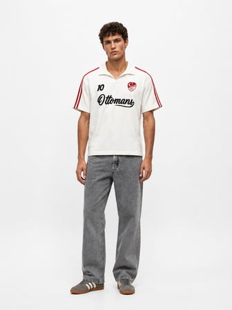 Erkek Türkiye Retro Forma T-Shirt Ekru