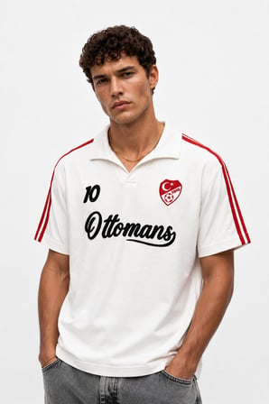 Erkek Türkiye Retro Forma T-Shirt Ekru