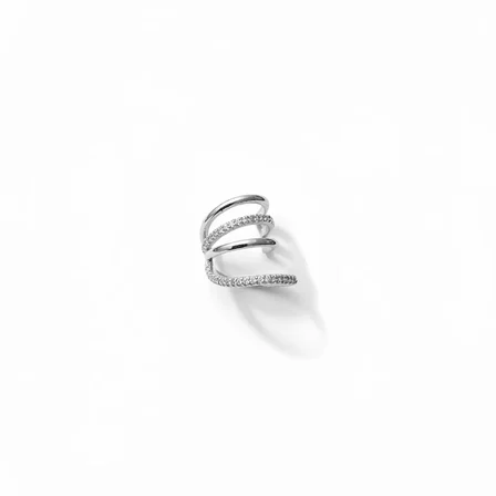 Earcuff Sıkıştırmalı Çelik Kıkırdak Küpe Çoklu Halka Görünümlü Gümüş Renk         