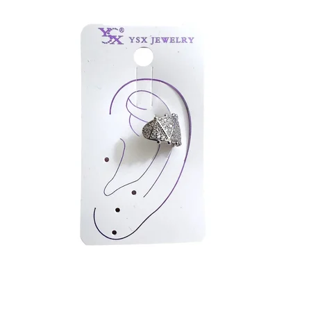 Earcuff Sıkıştırmalı Çelik Kıkırdak Küpe Üçgen Desenli Zirkon Taşlı Gümüş Renk         
