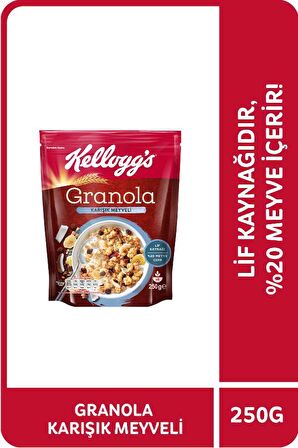 Kellogg's Karışık Meyveli Granola 250 Gr,%45 Yulaf içerir,Lif Kaynağı,%20 Kurutulmuş Meyve