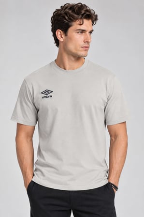UMBRO Milo Erkek Taş Gri Pamuklu Spor Tişört FF0450