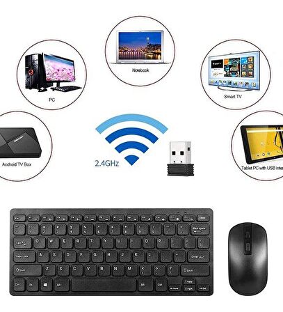 Klavye Mouse Seti 2.4G Wireless 78 Tuşlu Klavye Taşınabilir