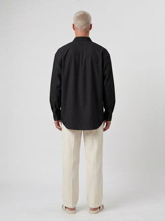 Erkek Dokulu Dolgun Oversize Gömlek Siyah