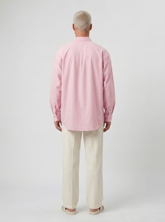 Erkek Dokulu Dolgun Oversize Gömlek Pembe