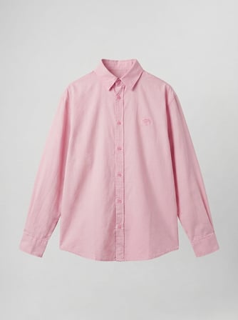 Erkek Dokulu Dolgun Oversize Gömlek Pembe