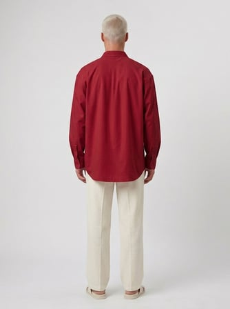 Erkek Dokulu Dolgun Oversize Gömlek Bordo
