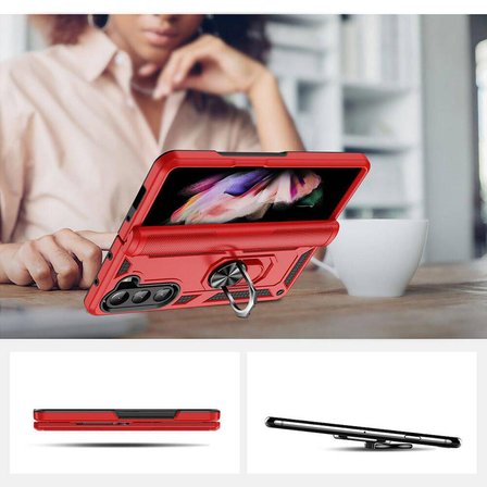Gpack Samsung Galaxy Z Fold 5 Kılıf Vega Tank Standlı Yüzüklü Mıknatıslı
