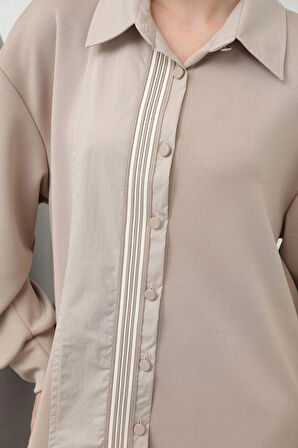 Puane Modal Kumaş Paraşüt Kumaş Garnili Tesettür İkili Takım