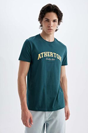 DeFacto Slim Fit Dar Kesim Bisiklet Yaka Baskılı Kısa Kollu Tişört C5674AX24HSGN146