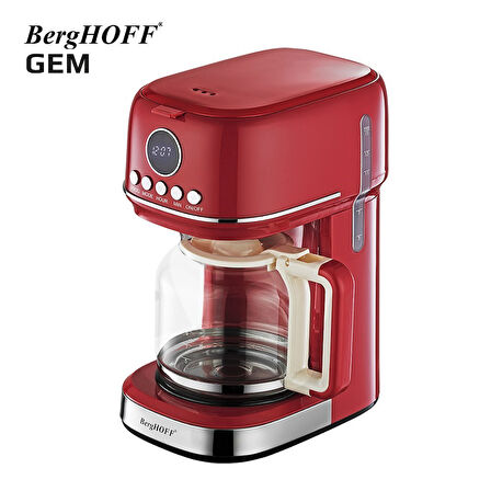 Berghoff GEM RETRO Kırmızı Filtre Kahve Makinesi + 1,7 Lt Retro Kettle Su Isıtıcı