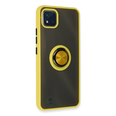 Realme C11 2021 Kılıf Montreal Yüzüklü Silikon Kapak - Sarı
