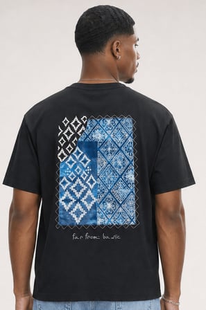 Erkek FFB Nakış Detaylı Oversize T-Shirt Siyah