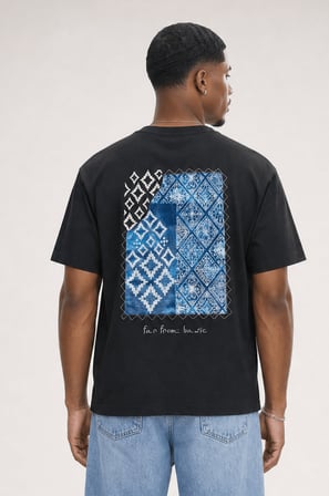 Erkek FFB Nakış Detaylı Oversize T-Shirt Siyah