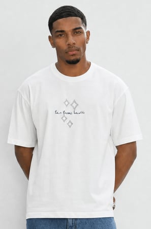 Erkek FFB Nakış Detaylı Oversize T-Shirt Ekru