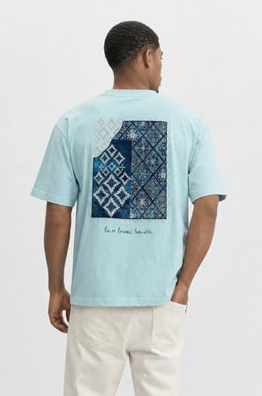 Erkek FFB Nakış Detaylı Oversize T-Shirt Bebe Mavi