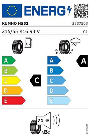 Kumho 215/55 R16 93V Ecsta HS52 Yaz Lastiği 2024 Üretim