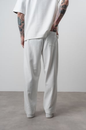 Erkek Şerit Detaylı Baggy Eşofman Altı Ekru