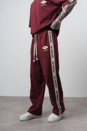 Erkek FFB Şerit Detaylı Baggy Eşofman Altı Bordo