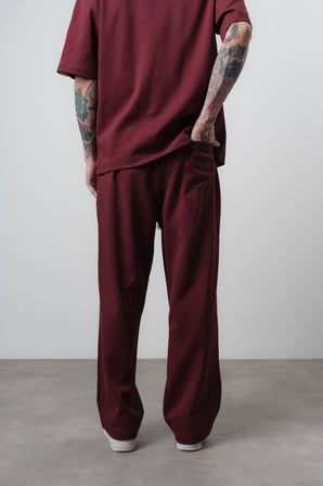 Erkek FFB Şerit Detaylı Baggy Eşofman Altı Bordo