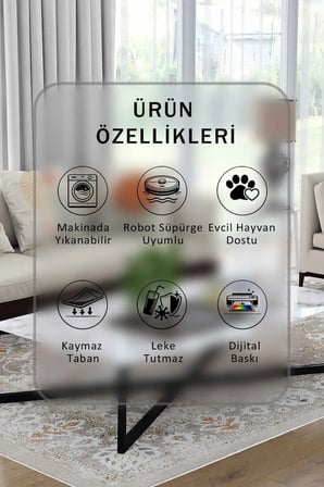 Yıkanabilir Kaymaz Taban Dijital Baskılı Halı ve Yolluk – Leke Tutmaz Salon & Mutfak Halısı