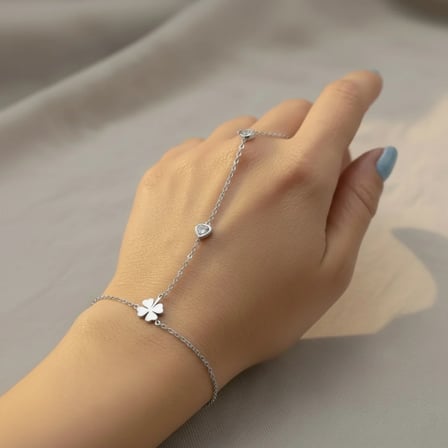 Çelik Yonca Şahmeran Bileklik Kalp Detaylı Gümüş Renk 