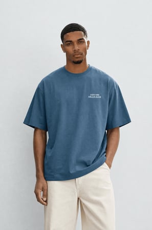 Erkek Hallelujah Baskılı Oversize T-Shirt Petrol