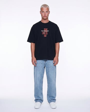 Erkek FFB Patch Oversize T-Shirt Siyah