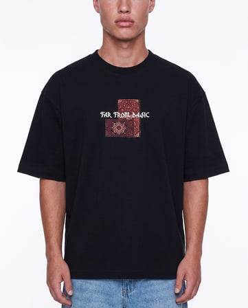 Erkek FFB Patch Oversize T-Shirt Siyah