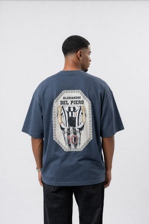 Erkek Del Piero Baskılı Oversize T-Shirt Petrol