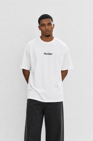 Erkek Final Supper Nakışlı Oversize T-Shirt Ekru