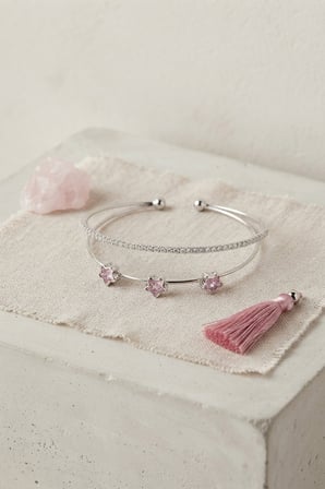 Pembe Yıldız Model Gold Renk Zirkon Taşlı Pirinç Bileklik