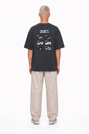 Erkek Goats Baskılı Oversize T-Shirt Füme