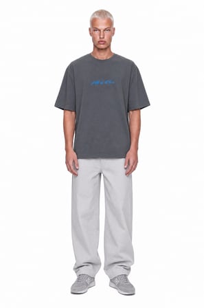 Erkek Goats Baskılı Oversize T-Shirt Füme