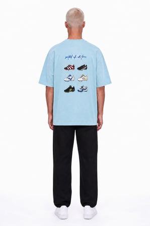 Erkek Goats Baskılı Oversize T-Shirt Bebe Mavi