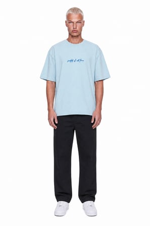 Erkek Goats Baskılı Oversize T-Shirt Bebe Mavi