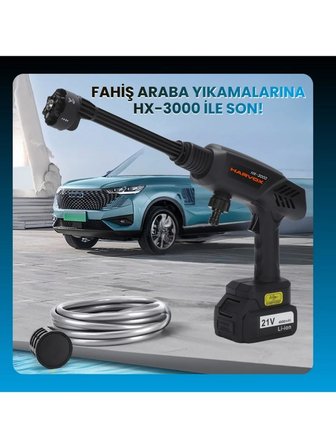 HX-3000 Yüksek Basınçlı Araç Yıkama Makinesi 260PSI 18.500RPM 4000MAH Çift Batarya Yıkama Tabancası