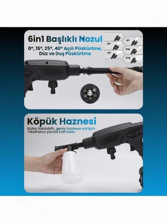 HX-3000 Yüksek Basınçlı Araç Yıkama Makinesi 260PSI 18.500RPM 4000MAH Çift Batarya Yıkama Tabancası