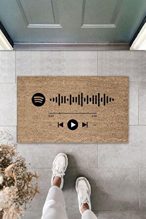 Dormot Home Modern Dijital Baskı - Kişiye Özel Spotify QR Kodlu - Kapı Önü Paspası 70x45cm