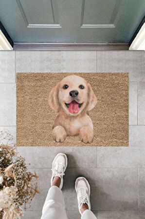 Dormot Home Modern Baskı - Yavru Golden - Karşılama Kapı Önü Paspası